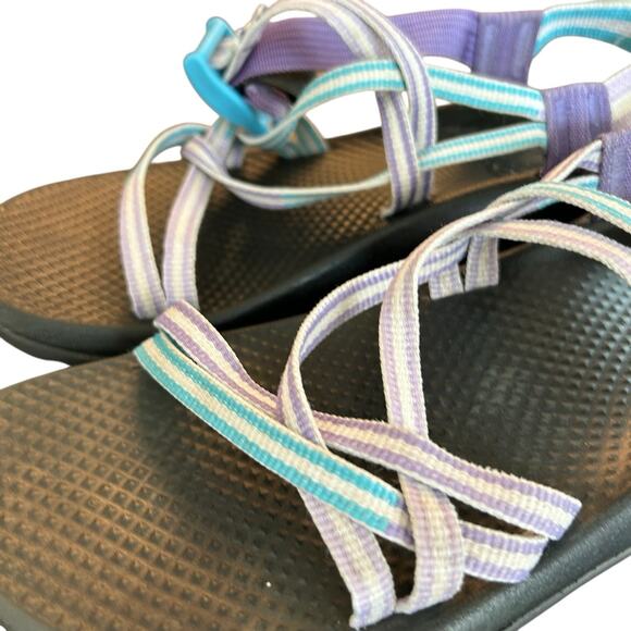 Chaco Sandals Size 4 ZX/1 EcoTread Sandal Big Kid Vary Purple Rose Double Strap - Picture 3 of 10